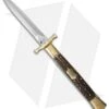 AGA Campolin 13" Bat Swinguard Automatic Knife Brass/Stag Horn (5.75" Dagger) 1 AGA Campolin 13" Bat Swinguard Automatic Knife Brass/Stag Horn (5.75" Dagger) -Sharp Knives World aga 13in bat swing brass stag dagger cm