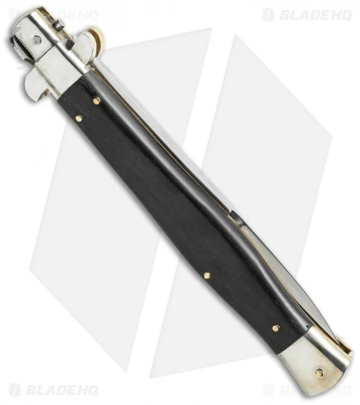 AGA Campolin 13" Picklock Automatic Italian Stiletto Ebony Wood (6" Satin Bayo) 4 AGA Campolin 13" Picklock Automatic Italian Stiletto Ebony Wood (6" Satin Bayo) - Image 2