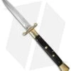 AGA Campolin 13" Swinguard Automatic Knife Brass/Ebony Wood (5.75" Satin Dagger) -Sharp Knives World aga 13in swing brass ebony dagger cm