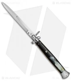 AGA Campolin 18" Ring Pull Automatic Knife Brazilian Horn (8" Satin Bayo)