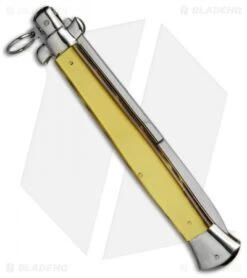 AGA Campolin 18" Ring Pull Automatic Italian Stiletto Gold (8" Satin Bayo) -Sharp Knives World aga champolin 18in stiletto gold bayo BP 18400 er side