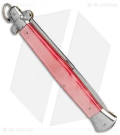 AGA Campolin 18" Stiletto Automatic Knife Pink Acrylic (8" Satin Bayo) -Sharp Knives World aga champolin 18in stiletto pink bayo BP 18401 er side