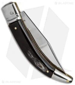 AGA Campolin Diana Lever Lock Automatic Knife Dark Horn (3.75" Satin) -Sharp Knives World aga champolin diana dark horn BP 17563 er side