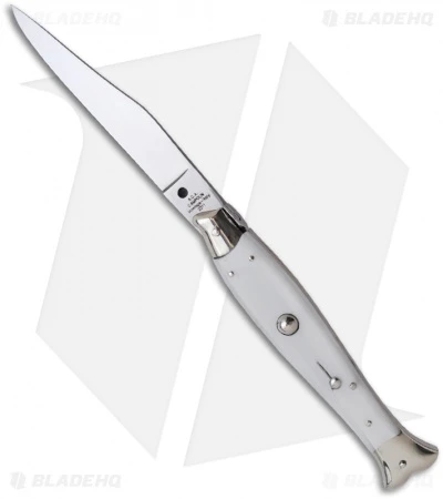 AGA Campolin 10" Automatic Fishtail Picklock Knife White (4.5" Satin Bayo) 3 AGA Campolin 10" Automatic Fishtail Picklock Knife White (4.5" Satin Bayo)